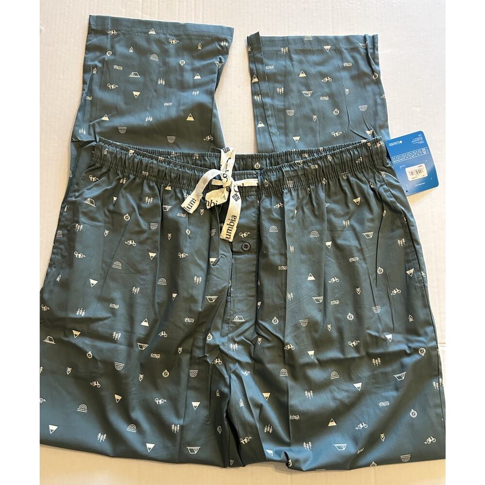 NWT Columbia Men’s Sz Large Lounge Pants Camping Print Drawstring Waist Cotton